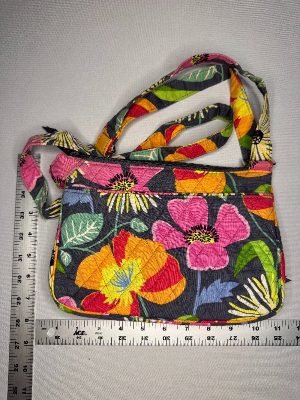 Vera Bradley Jazzy Blooms Crossbody Hipster Gray Floral Retired